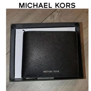 Michael Kors Jet Set Andy Steff Slim Mens Signature Bilfold Black Wallet